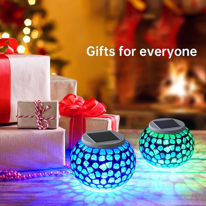 WSgift Color Changing Solar Powered Glass Mosaic Ball Led Garden Lights - Image 5