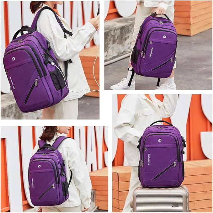 FENGDONG Durable Waterproof Travel Large Laptop Backpack 17.3 inch, College - Image 6