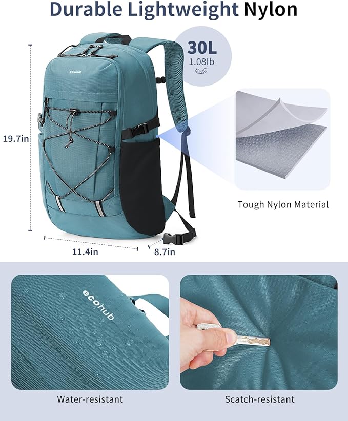 ECOHUB Hiking Backpack 30L Travel Backpack Lightweight Casual Daypack Water - Image 5
