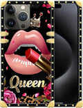 Compatible with iPhone 16 Pro Max Case, Glitter Red Rose Queen Leopard Lipstick by Unknown