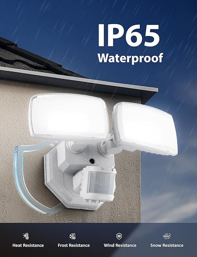 Onforu 32W 2 Head Motion Sensor Outdoor Lights, 3200LM 6500K LED Security Light - Image 7