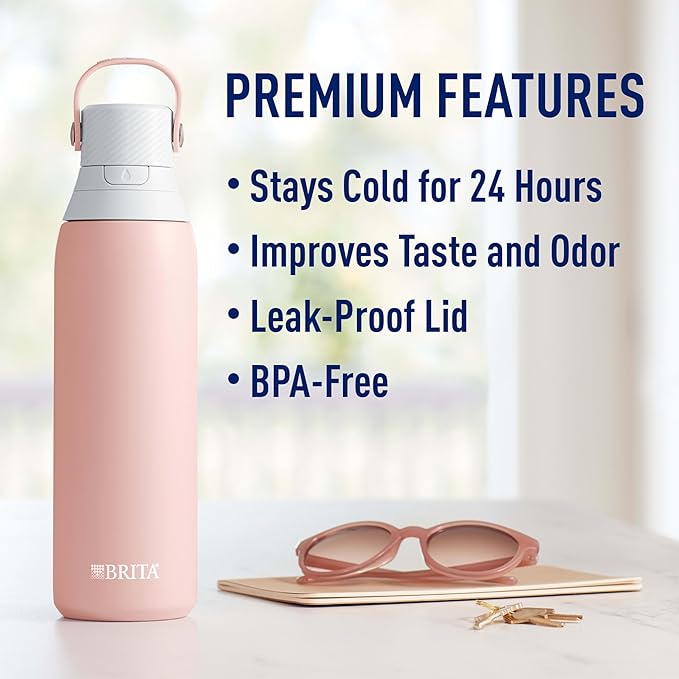 Brita Stainless Steel Premium Filtering Water Bottle, Replaces 300 Plastic - Image 4