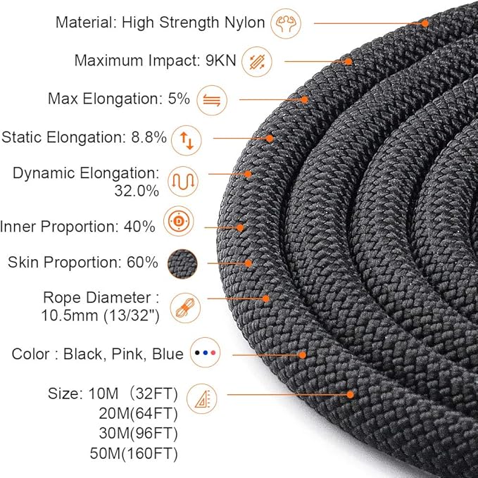 X XBEN Outdoor Climbing Rope 10M 20M 30M 50M 70M 152M 352M Static Rock Climbing - Image 4