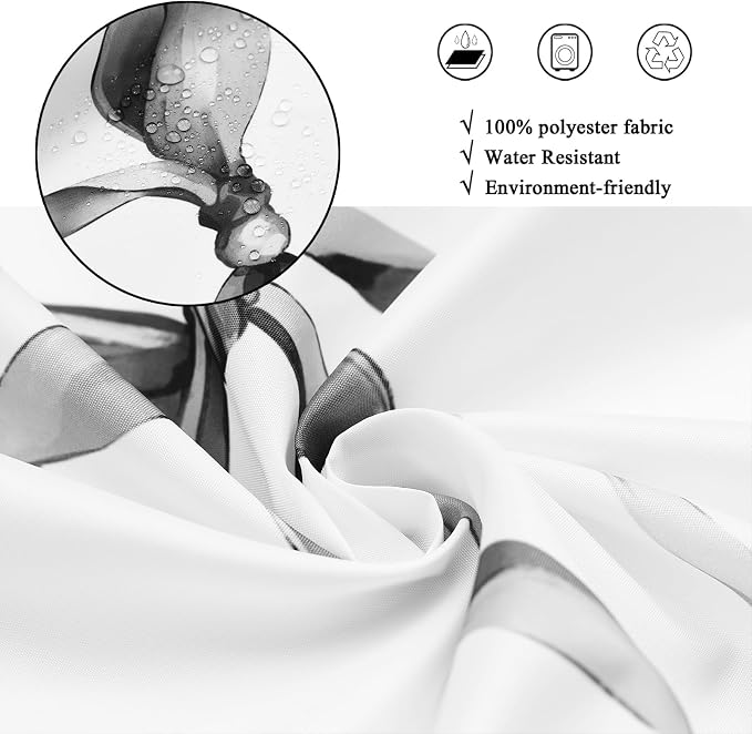 Grey and White Bow Shower Curtain - Image 4