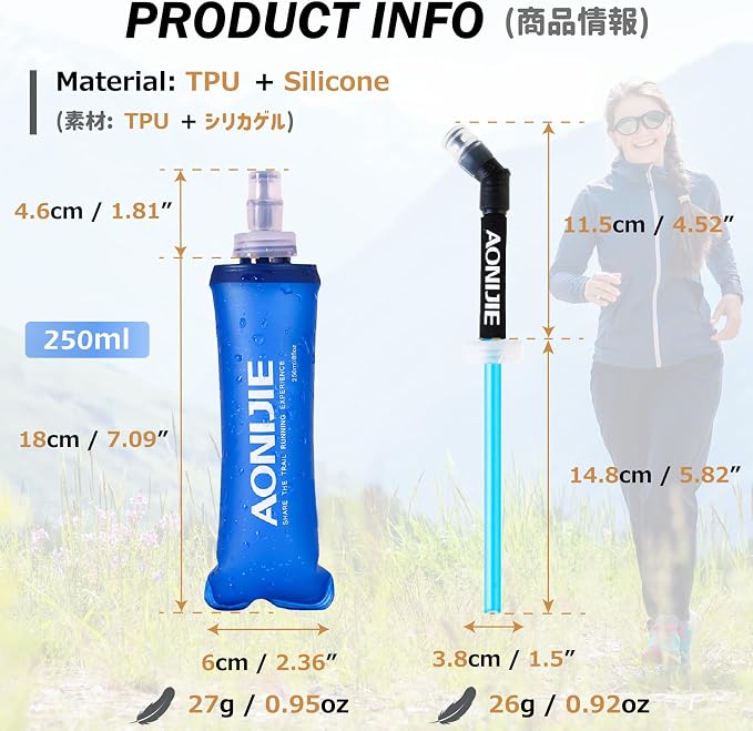 Azarxis TPU Soft Flask Collapsible Water Bottles BPA-Free 250ml 350ml 500ml - Image 2
