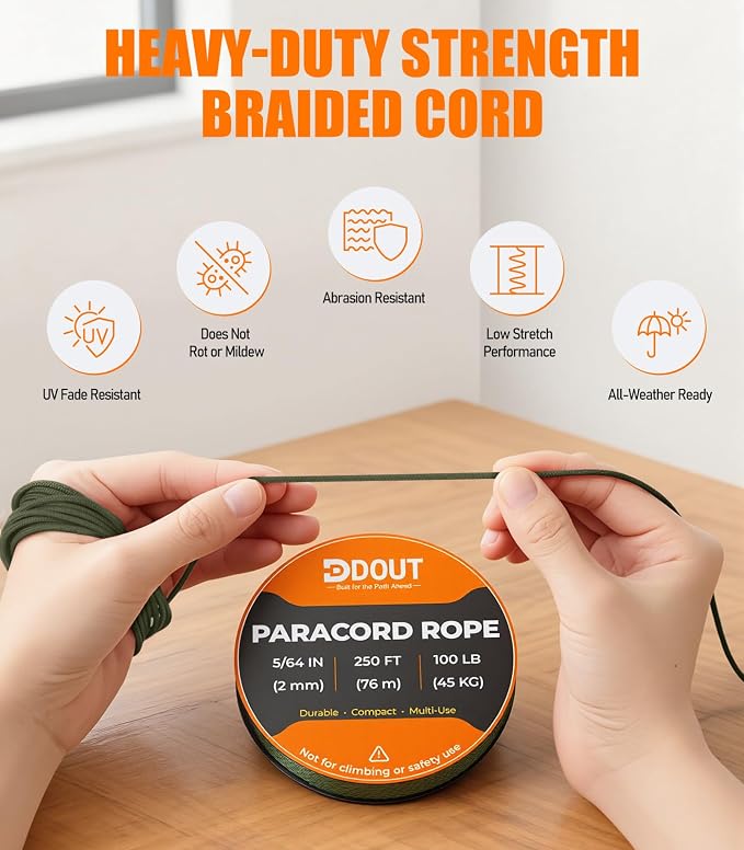 DDOUT 2mm Paracord 100lb, Thin Micro Paracord Rope, DIY Projects, Camping & - Image 3