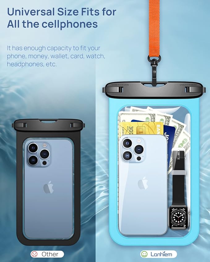 Lanhiem Large Waterproof Phone Pouch Universal IPX8 Waterproof Dry Bag - Image 2