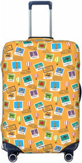 World Map & Stamps Print Elastic Luggage Cover, Suitcase Protector by XBFCDN