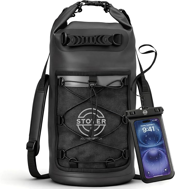 STOVER 5/10/25/30/40/55L Waterproof Dry Bag- Roll-Top Backpack w/Phone Case- by STOVER