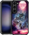 for Samsung Galaxy S23 Plus Case, Star Two Wolfs Howling Pattern Graphic Design by FKBRCL4U