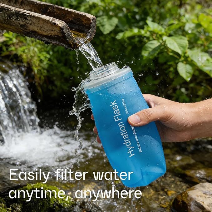 GUYI 500ml Collapsible Water Filter Bottle, Removes Impurities, BPA Free - Image 6