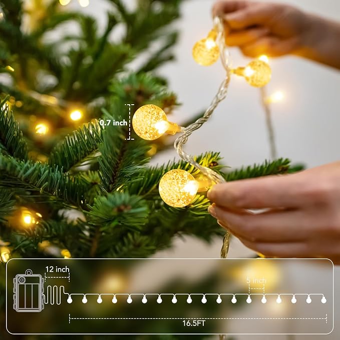 Metaku Globe String Lights Fairy Lights Battery Operated 16.4ft 50LED String - Image 5