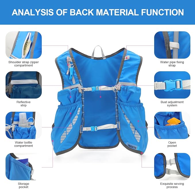 INOXTO Running Hydration Vest Backpack, Lightweight Insulated Pack - Image 3
