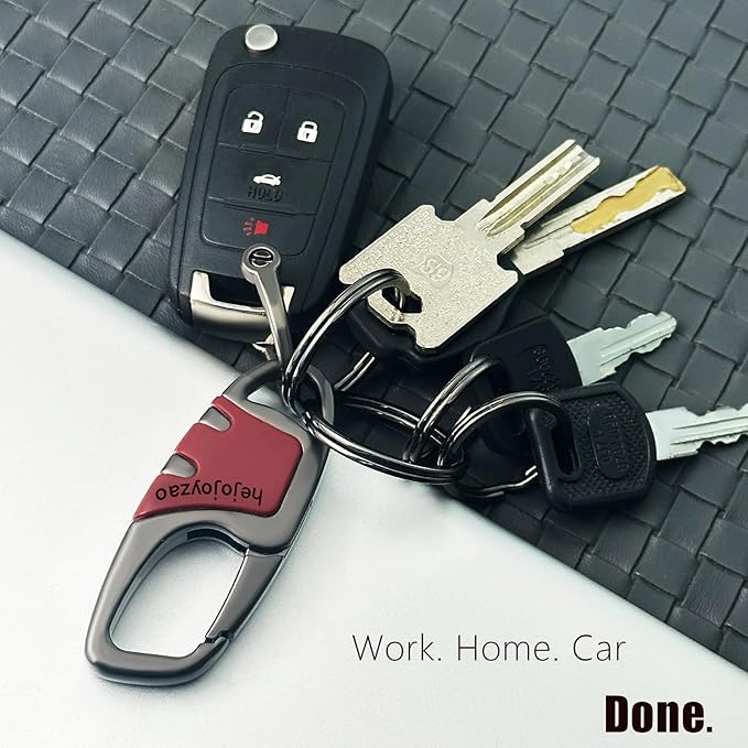 Keychain with Carabiner Clip, 4 Heavy Duty Key Rings and D Ring - Image 4