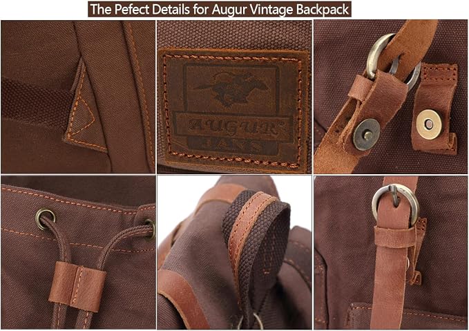 AUGUR High Capacity Canvas Vintage Backpack - Image 5