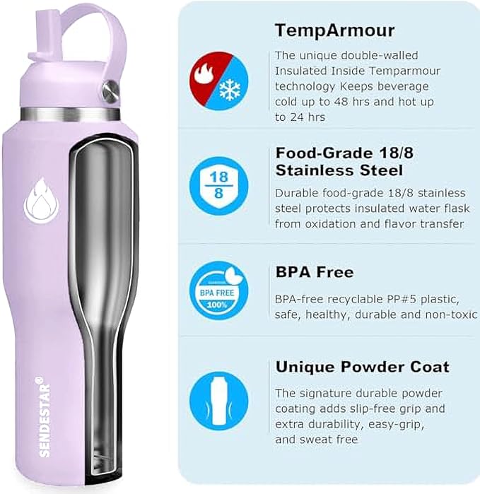 SENDESTAR 40oz Water Bottle Wide Mouth Stainless Steel Vacuum Insulated Double - Image 5