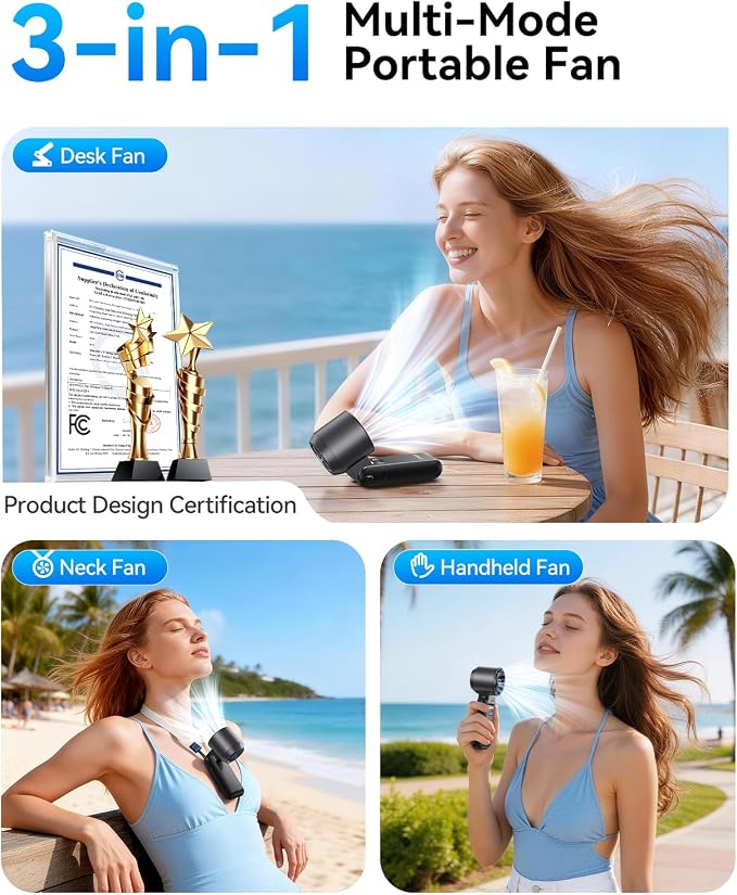 KIMMOO 3-in-1 Portable Handheld Turbo Fan-100 Speeds, Powerful 20000 RPM - Image 4