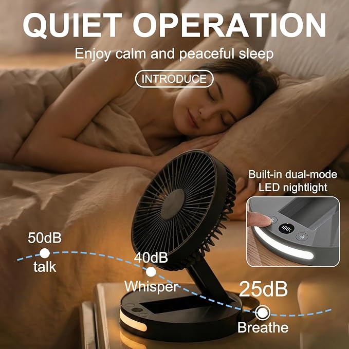 Qoqooice Portable Fan, 3600 mAh Rechargeable Battery Operated Fan - Image 7