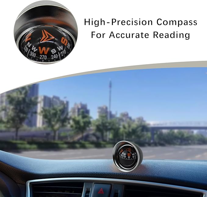 Mini Car Ball Compass, Marine Compass Interior Mount Dash Guide Hiking - Image 2