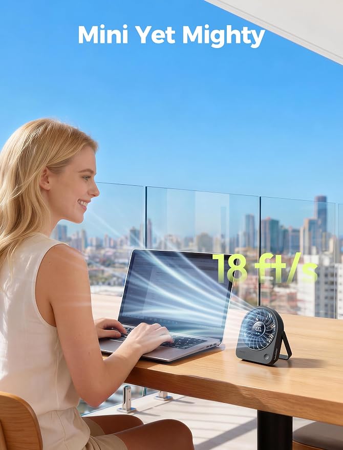 Aecooly Mini Portable USB Desk Fan, Small Enough to Hold 4.2 in Mighty Desktop - Image 3