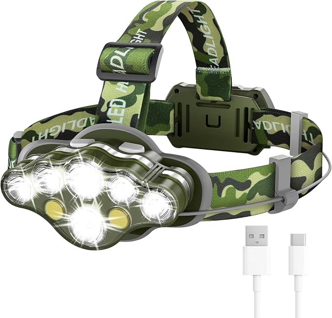 MIOISY Headlamp Rechargeable, 8 LED Super Bright Head Lamp by MIOISY