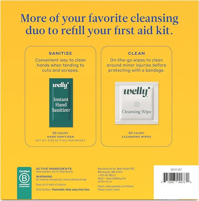 Welly First Aid Kit Refill Clean Carton 50ct | Individually wrapped Hand - Image 3