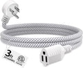 16 Gauge Braided Extension Cord 3 FT, 16/3 Flat Plug Power Cord Indoor by Seeklyze