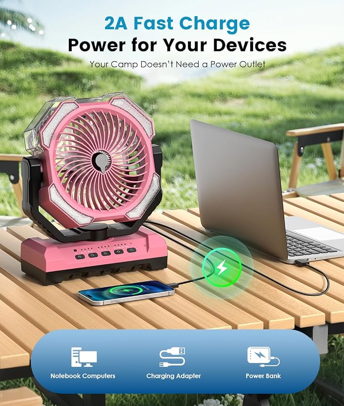Misting Fan - Pink Portable Rechargeable Fan - Versatile - Image 7