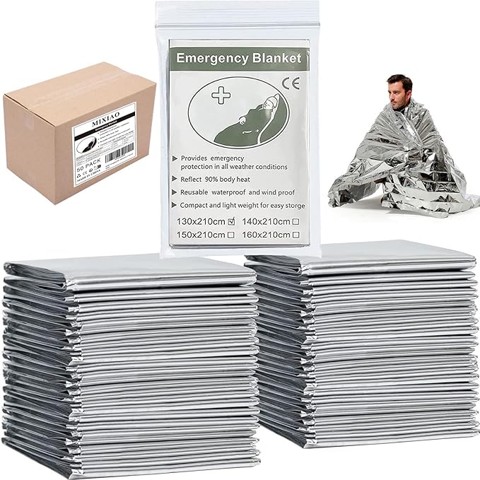 Emergency Foil Blanket, Survival Thermal Mylar Blankets Individually Packaged by MIXIAO