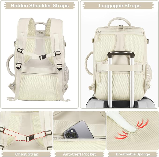 Hanples Travel Backpack for Women Men Large Carry On Person Item Flight - Image 7