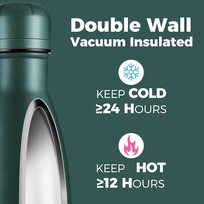 Volhoply 17oz Insulated Stainless Steel Water Bottle, Double Wall Vacuum Flask - Image 3