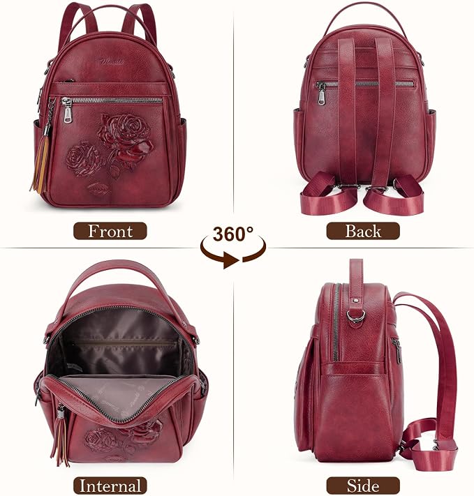 Mini Backpack Purse for Women, Embossed Vegan Leather Small Backpack Fashion - Image 4