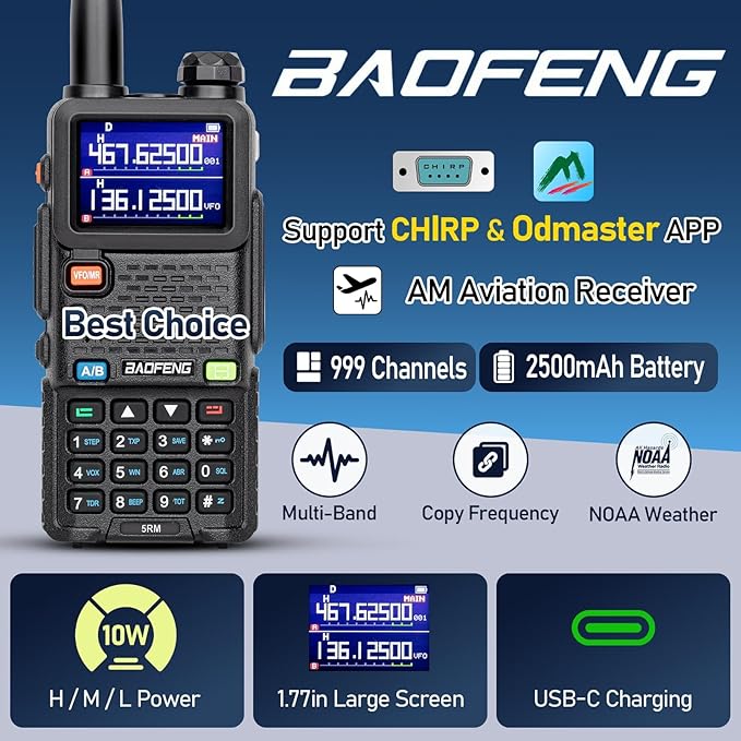 BAOFENG UV-5RM Upgrade Ham Radio, 10W High Power Long Range Two Way Radio - Image 3