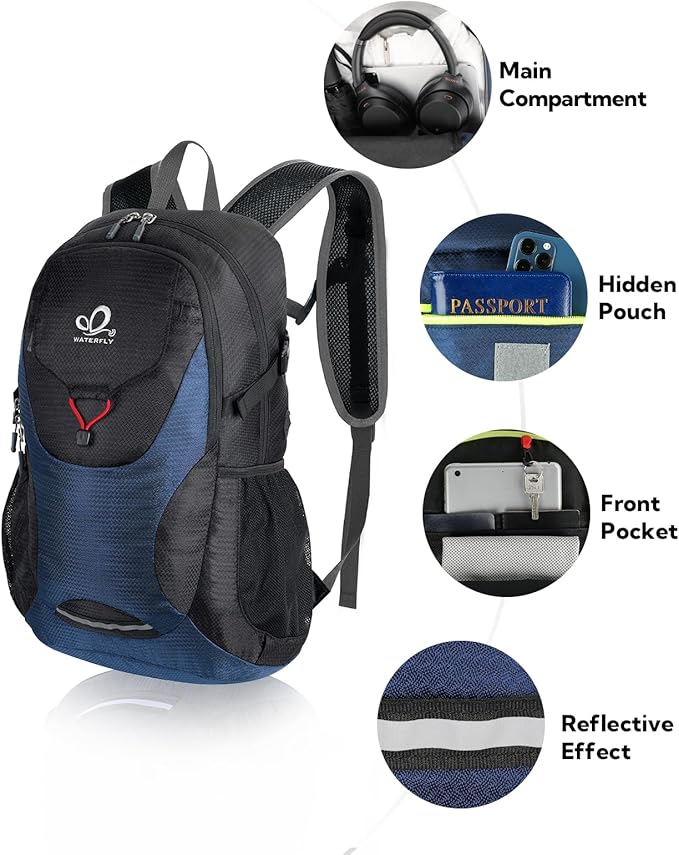 WATERFLY Lightweight Packable Hiking Backpack: 30L Foldable Travel Daypack - Image 3