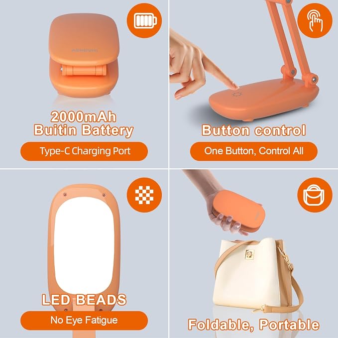Akejrym LED Desk Lamp for Office Home & Battery Operated Lamp Rechargeable Lamp - Image 6