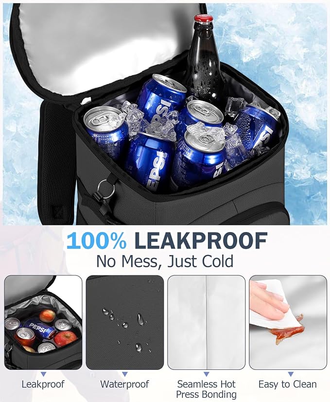 Cooler Backpack, 22L Waterproof Soft Backpack Coolers Leak Proof Beach Backpack - Image 2