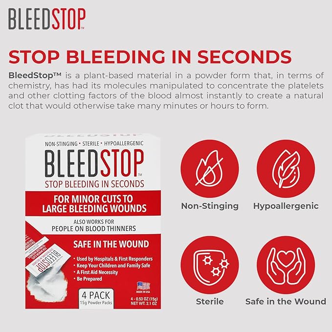 BleedStop™ First Aid Powder for Blood Clotting, Trauma Kit, Blood Thinner - Image 6