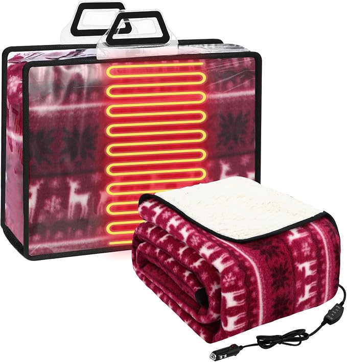 Riakrum 12V Car Heated Blanket for Cold by Riakrum