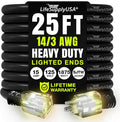 25ft Outdoor/Indoor Extension Cord 14/3 Gauge Heavy Duty 3 Prong SJTW, by LifeSupplyUSA