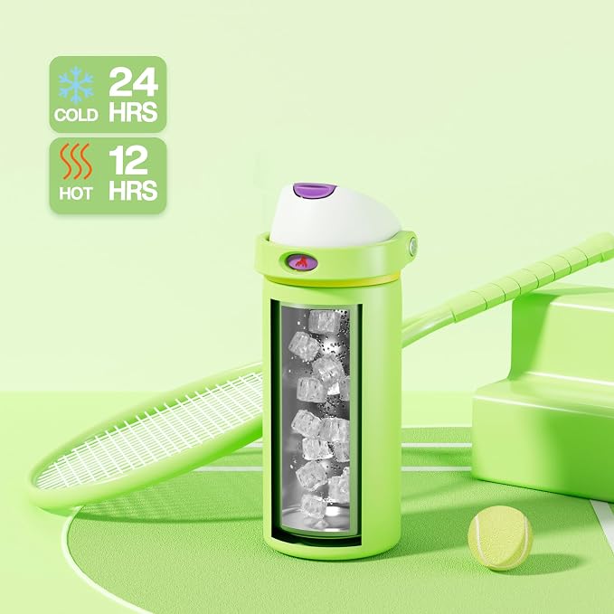 POWCAN 18 oz Insulated Water Bottle: 2-in-1 Push-Button Spout & Quick-Flip Straw - Image 3