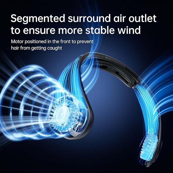 JISULIFE Portable Neck Fan Upgraded, Neckbrace Personal Hands Free, 5 Speed - Image 3