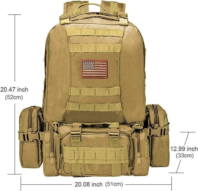 CVLIFE Tactical Backpack Military Army Rucksack 60L Large Assault Pack - Image 3