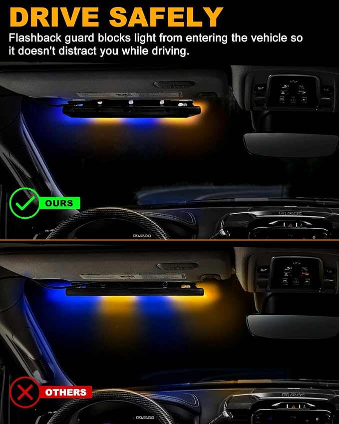 HLauto 6Z4J Emergency Dash Strobe Lights: 2x16.8 inch Blue Amber Safety Lights - Image 8