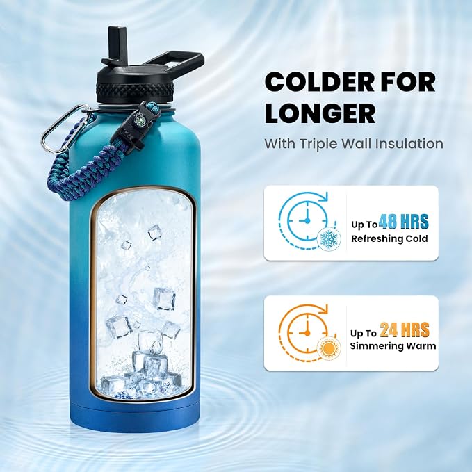 RAYMYLO Insulated Water Bottle 87 oz, Triple Wall Vacuum Stainless Steel - Image 2