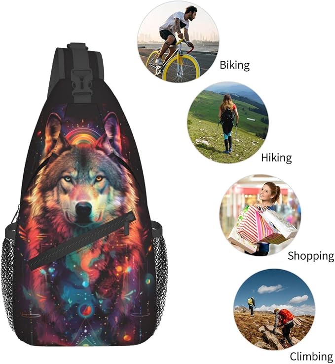 Wolf Sling Bag For Women Men Fashion Wolf Print Backpack Crossbody Shoulder Bag - Image 6
