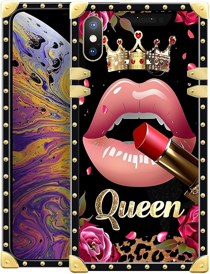 Compatible with iPhone XR Case, Glitter Red Rose Queen Leopard Lipstick Luxury by Unknown