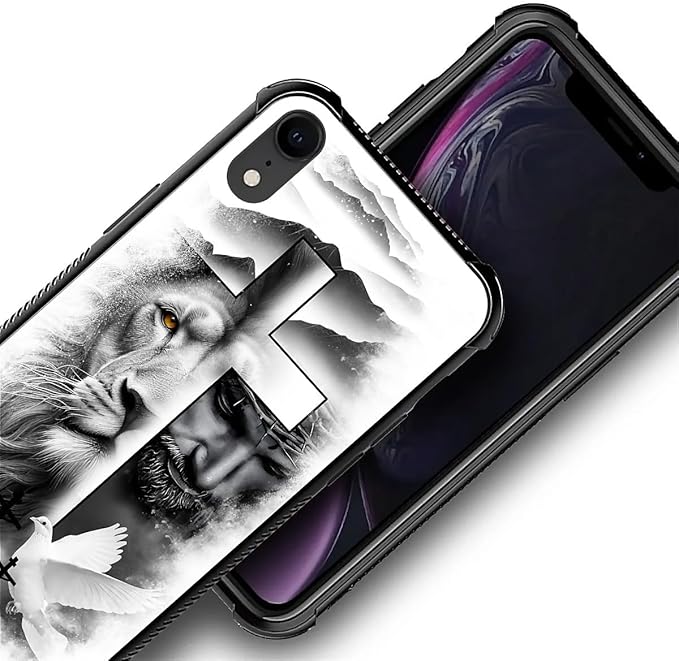for iPhone XR Case, Lion Cross Jesus Christ Dove Pattern Graphic Design Girl - Image 4