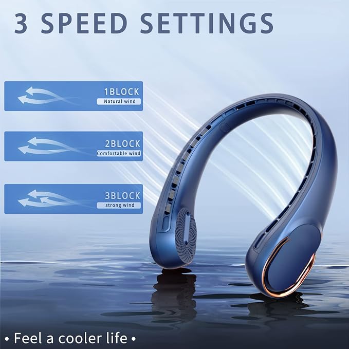 ASNUG Neck Fan, USB Rechargeable Personal Fan, 4000 mAh Battery Operated - Image 3