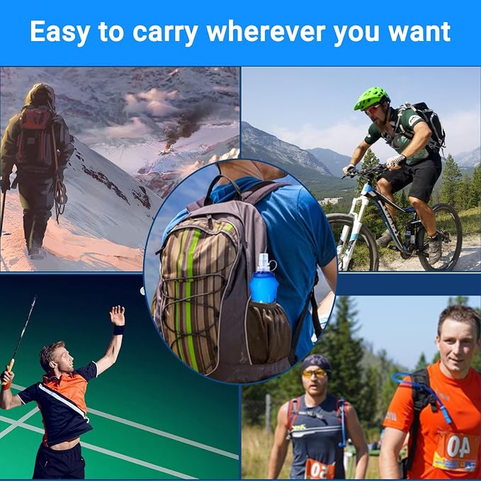 2PCS Soft Water Bottle, 17oz/500ml TPU Collapsible Flask Foldable Bottles - Image 6