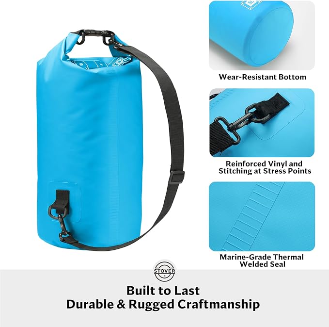 STOVER 5/10/25/30/40/55L Waterproof Dry Bag- Roll-Top Backpack w/Phone Case- - Image 3
